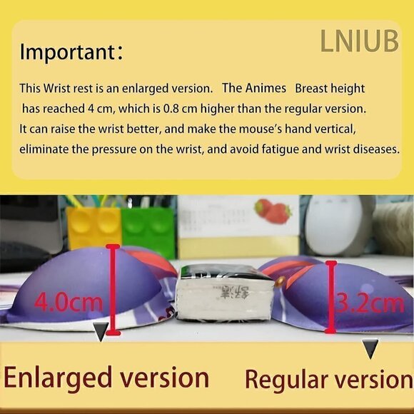 4 cm Wrist Cushion Love Momo Belia Deviluke Chest Mouse Pad Wrist Rest Support - Picture 8 of 10